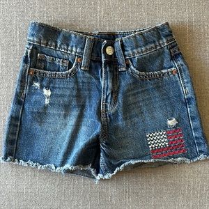Old Navy High Rise Distressed American Flag Denim Shorts Size 6